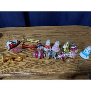 15 Vintage Mixed Lot 50s Glitter Glass Bell Christmas Ornaments Pink Austria